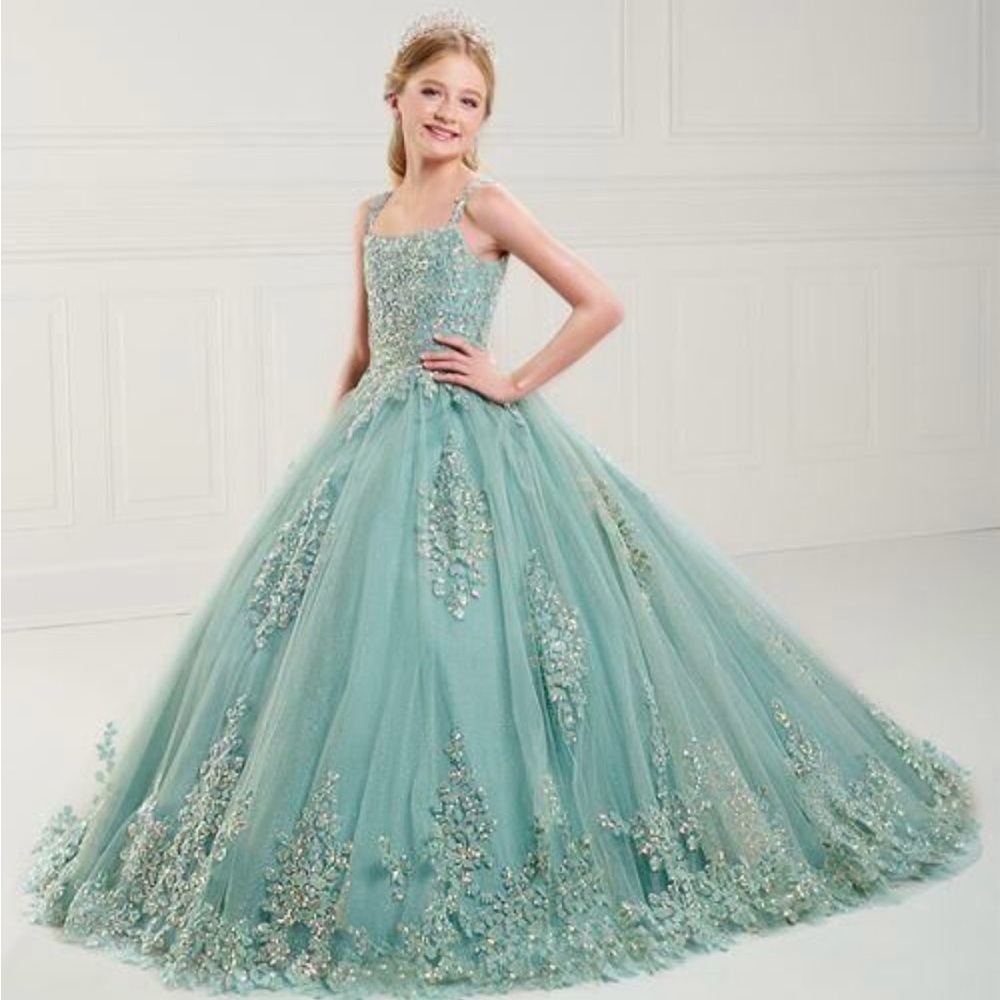 Tiffany design Elegant Kids Dress in Teal